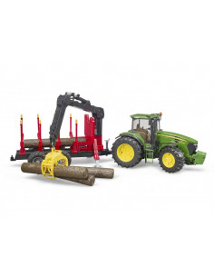Tracteur John Deere 7930 avec remorque forestière et troncs